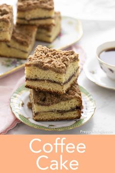 coffee cake stacked on top of each other with the words coffee cake written below it