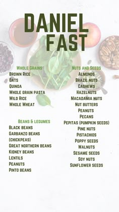 Foods Categories Daniel Plan Food List, Daniels Fast Recipes 21 Day Meal Plan, Fasting Timeline, Daniels Fast Recipes, Daniel Fast Recipes 21 Day Meal Plan