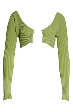 A new crop of tiny tops is taking over runways, and this ribbed cardigan version from Jacquemus steals the spotlight with a barely there fit. A delicate golden logo clasp secures the front of this sensual top with signature style. Front clasp closure Scoop neck Long sleeves 96% viscose, 4% polyester Dry clean Made in Portugal SPACE: A shop for emerging and advanced designers Chic Cropped Ribbed Cardigan, Ribbed Fitted Cropped Cardigan, Elegant Spring Cropped Sweater, Fitted Ribbed Cropped Cardigan, Spring Fitted Cropped Cardigan, Chic Fitted Ribbed Cropped Sweater, Elegant Ribbed Cropped Sweater For Spring, Elegant Fitted Ribbed Crop Top, Chic Fitted Ribbed Cardigan