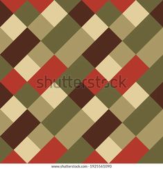 an abstract checkerboard pattern in red, green and beige colors with diagonal stripes