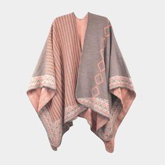 Style No : [450472] S1039-Gy Color : Gray, Pink Size : 47" X 55" Material : 100% Acrylic Reversible Bohemian Pattern Runan Wrap Poncho Pink One-size Winter Shawl, Pink Shawl For Fall, Pink Shawl Poncho For Winter, Pink One Size Shawl For Winter, One Size Pink Shawl For Winter, Pink One-size Poncho For Fall, Pink One Size Poncho For Fall, Pink One Size Shawl Poncho, Bohemian Pattern