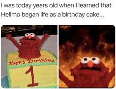 an image of a birthday cake with the number one on it and elmo from sesame street