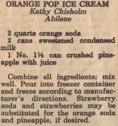 an old recipe for orange pop ice cream