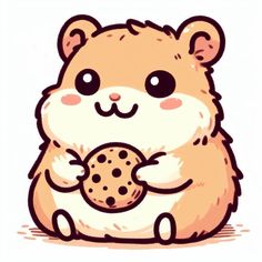 a drawing of a hamster holding a cookie