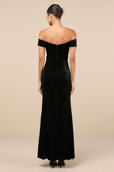 Slip into the Lulus Captivating Silhouette Black Velvet Off-the-Shoulder Maxi Dress for a look no one will be able to deny! Plush velvet shapes this sultry dress that has an off-the-shoulder neckline (with hidden no-slip strips) and a notched bodice with a plunging internal V-bar, all framed by short sleeves. High, fitted waist tops a figure-skimming mermaid skirt that falls to an elegant maxi hem. Hidden back zipper/clasp. Fit: This garment fits true to size. Length: Floor length. Size medium m Off-shoulder Velvet Evening Dress, Fitted Off-shoulder Velvet Dress, Off-shoulder Velvet Dress For Evening, Evening One-shoulder Velvet Dress, Formal Off-shoulder Velvet Dress, Elegant One-shoulder Velvet Evening Dress, Elegant Off-shoulder Velvet Dress, Formal Off-shoulder Fitted Velvet Dress, Off-shoulder Velvet Formal Dress