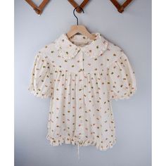 New Fin & Vince Women's Embroidered Flower Cottage Core Blouse, Size Large, New With Tag- Purchased In A Sample Sell Cute Fitted Blouse With Floral Embroidery, Fitted Short Sleeve Blouse For Garden Party, Cotton Blouse With Floral Print And Collar, Cute Cream Spring Blouse, Cute Cream Blouse For Spring, Floral Print Short Sleeve Blouse For Garden Party, White Floral Embroidery Top For Garden Party, Cotton Ruffle Blouse For Garden Party, Cotton Blouse With Ruffles For Garden Party