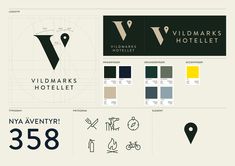 an info sheet with the names and numbers of hotels in different colors, shapes and sizes