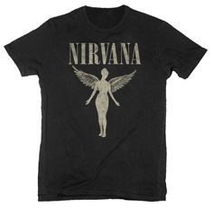 PRICES MAY VARY. 100% Cotton Pull On closure Machine Wash Nirvana Merch, Mens Graphic Tees Prints, Nirvana Shirt, In Utero, Grunge Tee, Grunge Shirt, 90s Shirts, Man Black, Merch Store