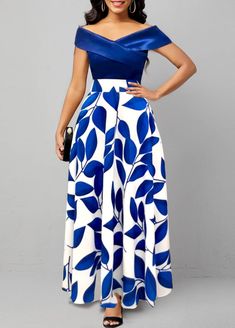 Package Contents : 1 X Dress Color : Dark Blue,White Printing Design : Plants Clothing Length : Maxi Back Length(inch) :XXSXSSMLXLXXL24.825.426.026.627.528.629.2Note: The inaccuracy is between 1 and 1.5 inches due to manually measurement.Sleeve's Length : Short Sleeve Neckline : Off Shoulder Sleeve Style : Body Sleeve Season : Summer Style : Elegant Occasion : Party Composition : 95% Polyester 5% Spandex Washing Instructions : Hand Wash/Machine Wash See More Blue A-line Dress With Patchwork, Fitted Blue Maxi Dress With Patchwork, Blue Party Dress With Splicing Details, Fitted Light Blue Patchwork Dress, Blue Summer Dresses With Splicing Details, Blue Floral Patchwork Short Sleeve Dress, Blue Summer Dress With Splicing Details, Blue Dresses With Floral Patchwork And Short Sleeves, Blue Short Sleeve Dress With Splicing