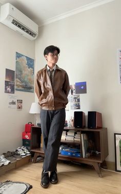 @ delvinyau on insta Rainy Day Outfit, Airport Outfit, Leather Jacket Men, Date Night Outfit, Leather Jacket, Photo And Video, Instagram Photo, Instagram