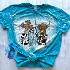 Holy Highland Cow Floral Unisex Bleached Tee Super soft, breathable material! All Shirts are Gildan Softstyles  (65% polyester/35% cotton) Sizes Small, Medium, Large, XL, 2x, 3x Available  Thank you for your support of our small business! Custom shirts available! ❤️ShopSouthernBella Highland Cow Tshirt Ideas, Bleach Cow Shirts, Pretty Tshirt, Cow Print Shirt, Cow Shirts, Bleach Shirt, Cow Tshirt, Tshirt For Women, Tshirt Ideas