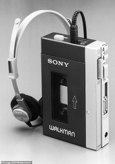 the sony walkman has headphones attached to it