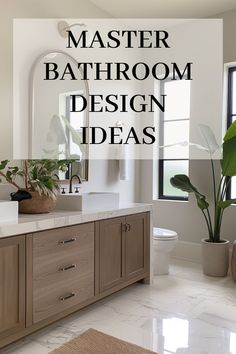 Are you bored of your simple bathroom? Here are the best tips and inspiration to make your bathroom beautiful on a budget from paint colors, lighting, tiles, vanity, mirrors, faucets and more! Premium Bathroom Design, Bathroom Finishes Ideas, Restoration Hardware Bathroom Ideas, Master Bathrooms 2024, Master Bath Flooring Ideas, Spa Bathroom Vanity, Granite Bathroom Ideas, Bathroom Trends For 2024, Beige Bathroom Vanity