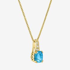 Features: Quick ShipJewelry Closure: Spring Ring ClaspSetting: ProngStone Cut: CushionStone Millimeter Measurement: 7 Mm Length, 7 Mm WidthMetal Color: YellowChain Length: 18 InchChain Gauge: 040Pendant Length: 14.5mmPendant Width: 7.1mmChain Construction: BoxCare: Wipe CleanStone Type: 5 Lab Created Sapphire, 1 Genuine Blue TopazAuthenticity: Genuine StoneBirthstone: December BirthstoneMetal: 14k Gold Over SilverNecklace Type: Pendant NecklacesCountry of Origin: Imported 14k Gold Necklaces With Gemstone Accents For Anniversary, 14k Gold Necklace With Gemstone Accents For Anniversary, Elegant Gold Necklace With Accent Stones, Elegant Gold Necklaces With Accent Stones, Yellow Gold Pendant Jewelry With Accent Stones, Elegant Pendant Necklaces With Accent Stones, Elegant Pendant Necklace With Accent Stones, Yellow Gold Necklaces With Gemstone Accents For Anniversary, Yellow Gold Necklace With Gemstone Accents For Anniversary