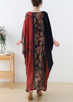 Plus Size Red V Neck Patchwork Silk Long Dress Batwing SleeveFabric: Silk blendedSize & Fit: Fit: This garment fits true to size.Length: Size 5XL measures 45.24"from shoulder to hemBust: Great for any cup size. Waist: Loose Fit. Comfortable room throughout midsection.Hip: Loose Fit - room for hips. Hand Wash Cold. Red Maxi Dress With Patchwork, Red Long Patchwork Dresses, Casual Red Patchwork Maxi Dress, Oversized Red Bohemian Dress, Red Lagenlook Dress, Free Size Red V-neck Kaftan, Casual V-neck Batik Print Maxi Dress, Red Free Size V-neck Kaftan, Bohemian V-neck Maxi Dress With Batik Print