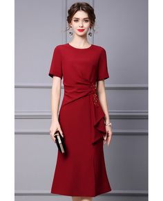 Get 10% off now! Buy Modest Short Sleeved Sheath Party Dress For Women at cheap price online. Free stable shipping and pro custom service since 2009. Elegant Red Dress, Fashion Dress Up Games, Fancy Short Dresses, Party Dress For Women, Flair Dress, Mother Of The Bride Outfit, Bridal Party Dresses, Winter Party Dress, Column Dress