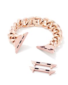 Designed to fit your Apple Watch® and Samsung Galaxy Watch®, the Whitley Chain Watch Band in Rose Gold Tone Stainless Steel transforms your smartwatch into a sleek statement that shines on its own or with your favorite bracelet stack. To switch up your bands, simply press down on the easy release mechanism and then align each new band to the pinholes on either side of the watch. Metal Rose Gold Tone Stainless Steel Compatible with Apple Watch® Series 1-10, Apple Watch® Ultra, and any Samsung Gal Chain Watch, Car Accessories For Guys, Boutique Trends, Kendra Scott Earrings, Large Jewelry, White Earrings, Girls Jewelry, Gold Pendant Necklace, Heart Pendant Necklace