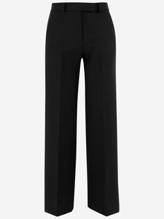 Pants made from cotton blend Concealed button placket Zipper closure Belt loops 4 pockets Regular waist Black Made in Italy Composition: 53% poliestere 40% wool virgin 4% poliammide 3% elastan Hotel Closet, Pants Png, Black Work Pants, Straight Fit Pants, Belted Pants, Boarding School, Velvet Pants, Wool Pants, Black Dress Pants