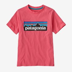 Made of soft 100% Regenerative Organic Certified® cotton with a timeless, universal fit and a Patagonia P-6 logo graphic, it's a basic T-shirt designed for getting dirty and having fun. Made in a Fair Trade Certified™ factory. Pink Cotton T-shirt With Logo, Basic Cotton T-shirt With Logo, Relaxed Fit Tops With Logo Print For Outdoor Activities, Basic Logo T-shirt, Outdoor Graphic Tee With Logo Print, Graphic Tee With Logo Print For Outdoor, Outdoor Cotton Tops With Logo Print, Basic Organic Cotton T-shirt With Logo Print, Pink Organic Cotton Crew Neck T-shirt