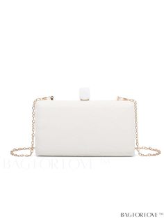 BagForLove - Compact Crossbody Bag with Elegant Metal Chain Strap White Mobile Phone Evening Bag, Elegant White Bag With Chain Strap, White Square Clutch For Evening, White Evening Bags With Chain Strap, White Party Clutch Crossbody, White Chain Strap Shoulder Evening Bag, White Chain Bag For Formal Occasions, White Party Bag With Chain, White Wedding Bag With Chain Strap