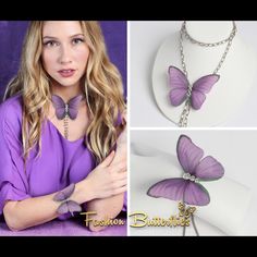 Handmade Original Jewelry Set Of Silk Butterflies Choker And Bracelet Adorned With Rhinestones. Bracelets Butterfly, Rings Butterfly, Butterfly Bracelets, Silk Butterfly, Butterfly Choker, Butterfly Pin, Jewelry Beautiful, Butterfly Bracelet, Butterfly Jewelry