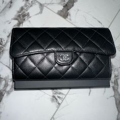 Like New Used Maybe Twice Chanel Black Wallet Caviar With Authenticity Card Chanel Caviar, Black Wallet, Chanel Bags, Chanel Black, Chanel Bag, Black Silver, Chanel, Bag Lady, Like New