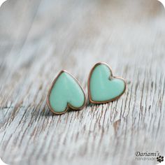 Cute lil' heart earings... Green Nickel-free Heart Earrings As Gift, Cute Green Heart Earrings For Gift, Nickel Free Green Heart Earrings, Nickel-free Green Heart Earrings, Green Heart-shaped Hypoallergenic Jewelry, Hypoallergenic Green Heart Jewelry, Heart-shaped Cute Jewelry With Matching Earrings, Green Heart-shaped Earrings For Anniversary, Mint Color Schemes