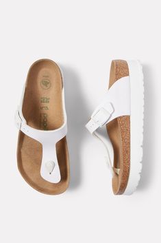 A white platform sole adds a stylish lift to the iconic Gizeh sandal, featuring a thong-style strap with an adjustable buckle detail. At the heart of every Birkenstock design is the legendary footbed. The details are all in the design; each element of the footbed serves a purpose to encourage proper foot health. The result is signature style coupled with all-day comfort. Fall Closet, Birkenstock Women, White Platform, Foot Health, Shoe Size Conversion, Fall Shopping, Work Fashion, Boot Shop, Fall Trends