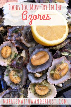 oysters with lemon on the side and text overlay reads foods you must try in the gourmet