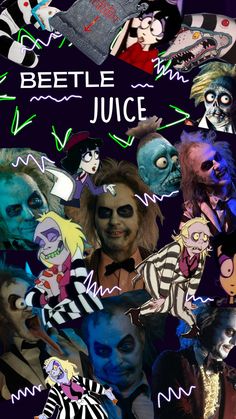 a collage of people dressed up as zombies and clowns with words above them