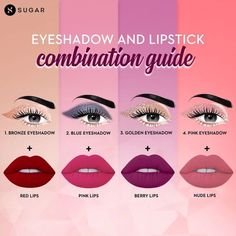 Eyeshadow And Lipstick Combination, Mauve Lipstick Makeup, Bronzer Makeup Tutorial, Berry Lips Makeup, Lipstick Combos, Bold Lipstick Makeup, Color Knowledge, Berry Lipstick