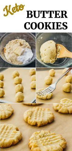 the steps to making butter cookies are shown