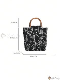 Bird in Bag - 2024 Stylish and Sophisticated Artisanal Casual Tote Bag Black Rectangular Shoulder Bag With Floral Print, Black Floral Print Tote Bag, Everyday Butterfly Print Tote Bag, Casual Tote Bag, Personalized Gift Bags, Casual Tote, Initial Letters, Personalize Bag, Vintage Bags