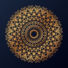 a gold and black circular design on a dark background