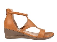 Journee Collection Trayle Wedge Sandal | DSW Spring T-strap Wedge Sandals, Summer T-strap Wedge Sandals, Brown T-strap Wedge Sandals For Summer, Toe Loop Wedge Sandals For Vacation In Spring, Toe Loop Wedge Sandals For Spring Vacation, Beach Toe Loop Wedge Sandals With Cushioned Footbed, Summer T-strap Synthetic Wedge Sandals, Summer T-strap Wedge Sandals With Heel Loop, Adjustable Toe Post Wedge Sandals