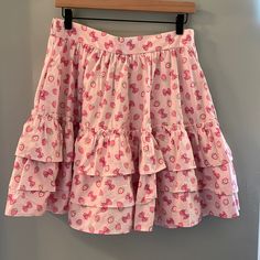 Pink Strawberry And Bow Print Petticoat Skirt. Elastic Waistband, Pull On Style. Side Pockets. 100% Cotton. Measures Approximately 15” Across Waist And 19.5” From Waist To Hem. Nwt Strawberry Skirt, Skirts Hot, Leather Skater Skirts, Pink Plaid Skirt, Black Plaid Skirt, Green Plaid Skirt, Strawberry Matcha, Petticoat Skirt, Y2k Mini Skirt