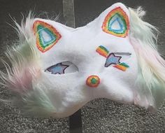 Therian cat mask pride there are no variations available Fun White Masquerade Masks, Multicolor Eye Mask For Costumes, Opal Therian Mask, Masquerade Mask With Whiskers, Therian Cat Mask Ideas, Multicolor Costume Eye Mask, Black Cat Therian Mask, Costume Cat Design Eye Mask, Masquerade Masks With Cat Design And Cat Ears