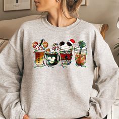 Christmas Drink, Coffee Christmas, Coffee Sweater, Elf Shirt, Winter Coffee, Graphic Print Sweatshirt, Coffee Sweatshirt, Christmas Cup, Coffee Shirt