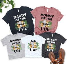 Wild One Family Matching Shirts, 1st Birthday Gift Shirt, First Safari Bodysuit, 1 Year Old Bday Party Boy, Dada Mama Brother Sister of Wild ❤️ HOW TO PLACE AN ORDER ❤️ 1- Please, Check and Review all Images and Size Charts. 2- Choose your size from the drop-down menu and add each shirt to your cart one at a time. 3- Select Your Shirt Color from Drop-down 2 which is Shirt Color and add to the Cart. 4- Choose Your TEXT Color. Please add your text color to the personalization box. 5- Your shipping will automatically combine when ordering multiple. 6- Checkout out all at once when the correct color and quantity have been added. 7- Once you place your order, Your Custom Shirt will be ready to ship in 1-3 Business Days. Holiday periods may affect the preparation, delivery, and handling times. I Wild One Family Birthday Shirts, Wild One Shirts, Bday Party Boy, One Safari Birthday, Wild One Safari Birthday, Family Matching Shirts, Wild One Birthday, Wild One Birthday Party, 1st Birthday Gifts