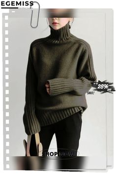 Solid Color Comfortable Loose Long Sleeve Top Temperament Sweater Relaxed Fit Khaki Sweater For Fall, Winter Khaki Sweater With Relaxed Fit, Khaki Relaxed Fit Winter Sweater, Khaki Relaxed Fit Sweater For Winter, Mocha Coffee, Blue Army, Coffee Black, Loose Long Sleeve, Loose Sweater