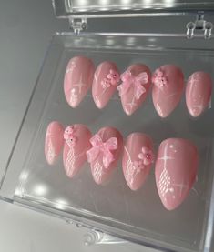 Pink Press On Nails with Charms made for you. In the picture - almond shape.   Very high quality and will last you up to 2 weeks. After right removal can be reusable. Just choose the shape and length of the nail you would like and choose the size of your nail bed, or choose the option - custom.  I highly recommend to purchase my Nail Sizing Kit from my page to make sure they fit perfectly before purchasing any designed Press On Nails Pink Bunny Nails, Pink Charm Nails, Pink Nails With Charms, Pink Flowers Nails, Press On Nails With Charms, Pink Cute Nails, Nails With Charms, Flower Press On Nails, Nail Sizing Kit