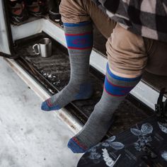 When frigid winter days give way to sunny spring slopes, you want a sock that won’t weigh you down. Our lightest snow sock rises over the calf for a snug, comfortable, feel — and features ultralight cushioning that fits well in any boot. With the perfect weight for all but the coldest winter days, these socks offer plenty of comfort while letting your feet breathe. For big days in the mountains, laps at the town hill, or a long day on your feet, these are the socks for the job. Free USA Shipping Work Socks, Ski Snowboard, Winter Days, Ski And Snowboard, In The Mountains, Minimal Design, Red And Blue, Skiing, Black And Grey