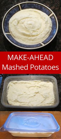 two pictures showing how to make mashed potatoes