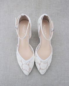 Shop our collection of women flats and heels in satin, glitter and lace! Great selections shoes for brides, bridesmaids or any formal events. FREE SHIPPING FOR U.S ORDERS OF $100 AND MORE! Shoes Block Heels, Block Heels Wedding, Feminine Wedding, Lace Pumps, Wedding Shoes Lace, Wedding Shoes Heels, Bridesmaid Shoes, Womens Wedding Shoes, Classic Pumps