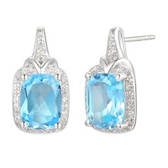 This attention-grabbing gemstone set features matching cushion-cut topaz earrings, pendant and ring in sterling silver. With lab created white sapphire accents, each piece gleams worn alone but truly shines worn together. Our gift sets go the extra mile, made for sharing with someone special. Triple a surprise or treat yourself to a little sparkle. | Cushion-Cut Blue Topaz & Lab Created White Sapphire Earring, Pendant Necklace & Ring Set | Sterling Silver | Size 6 | Helzberg Diamonds Sterling Silver Jewelry With Cushion Cut Gemstone Accents, Fine Jewelry With Halo Setting In Topaz, Silver Cushion Cut Jewelry With Gemstone Accents, Cushion Cut Sterling Silver Earrings, Classic Cushion Cut Topaz Jewelry, Silver Topaz Cushion Cut Jewelry, Formal White Topaz Jewelry With Cushion Cut, Sterling Silver Jewelry With Diamond Accents, Cushion Cut, Formal Topaz Jewelry With Halo Setting