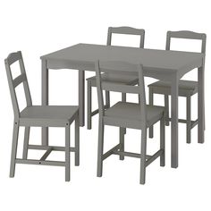 the table and chairs are all in grey