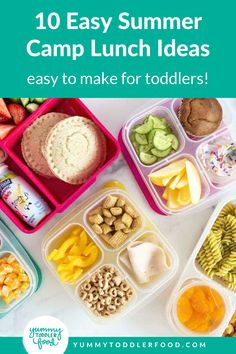 Lunchbox Pasta Sliced Cucumbers, and Snacks. With Text Reading: 10 Easy Camp Lunch Ideas. Summer Camp Lunch Ideas, Camp Lunch Ideas, Camp Lunch, Homemade Uncrustables, Hummus Wraps, Lunches For Kids, Easy Lunches For Kids, Kids Packed Lunch, Easy Camp