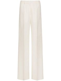 Valentino Pants, Valentino Women, Tailored Design, Emilio Pucci, Silk Crepe, Straight Pants, Wide Leg Trousers, Cream White, Welt Pockets