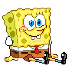 an image of spongebob from the cartoon game, pixellated in 8x10