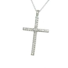 Natural Diamond Cross Pendant 17" Chain 14k White Gold 0.41 TCW Certified $3,490 307921This magnificent pendant is very versatile and can be used both vertical and horizontal.Nothing says, “I Love you” more than Diamonds and Pearls!This diamond necklace has been Certified, Inspected, and Appraised by Gemological Appraisal LaboratoryGemological Appraisal Laboratory of America is a proud member of:- GIA Alumni Association- National Association of Jewelry Appraisers- International Consortium Gem-Te Diamond White Channel Set Necklace, Fine Jewelry Diamond White Channel Set Necklace, Fine Jewelry White Necklace Channel Set, Elegant White Gold Cross Necklace For Anniversary, White Channel Set Fine Jewelry Necklace, Elegant Sterling Silver Necklace With Channel Set, Fine Jewelry Channel Set Necklace Gift, Fine Jewelry Necklace Channel Set As Gift, Fine Jewelry Channel Set Necklace For Gift